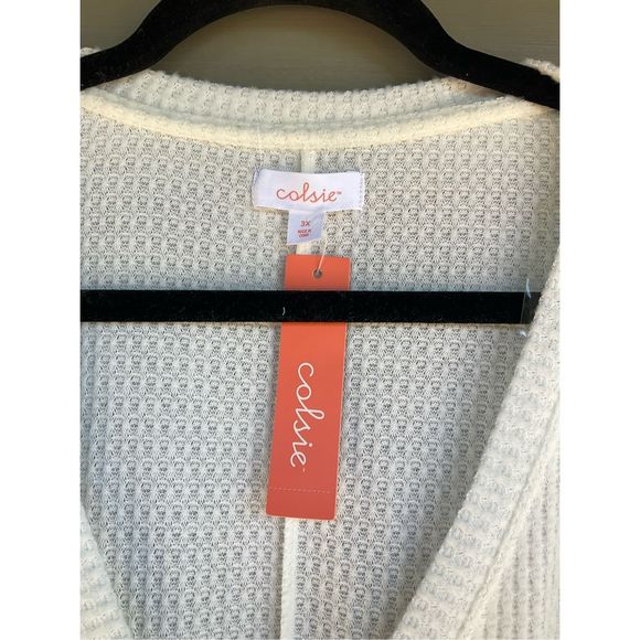 Colsie NWT Striped V-Neck Button Waffle Red Pink Sweater Cardigan Size 3X - Picture 3 of 4